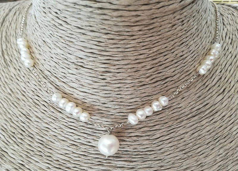 collana argento e perle
